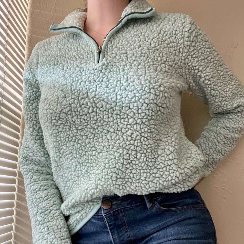 Sonoma Mint Green Quarter Zip Sherpa Pullover